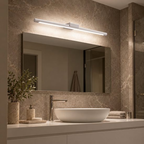 Gea luce gap 560 applique da parete per bagno led 18w 3000k moderna lineare bianca