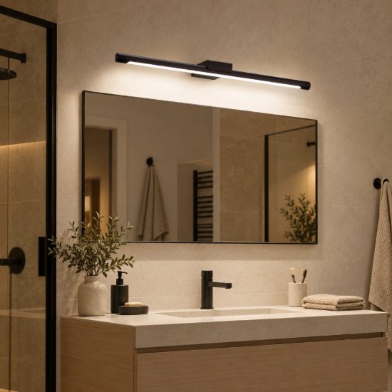 Gea luce gap 560 applique da parete per bagno led 18w 3000k moderna lineare nera