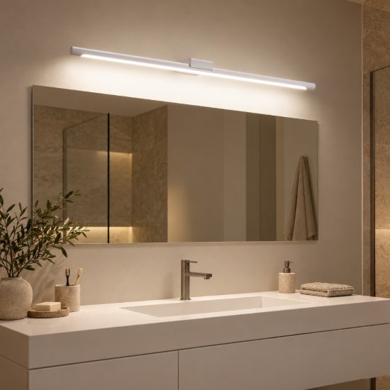 Gea luce gap 560 applique da parete per bagno led 24w 3000k moderna lineare bianca