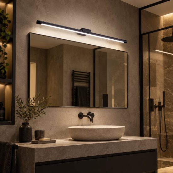 Gea luce gap 560 applique da parete per bagno led 24w 3000k moderna lineare nera
