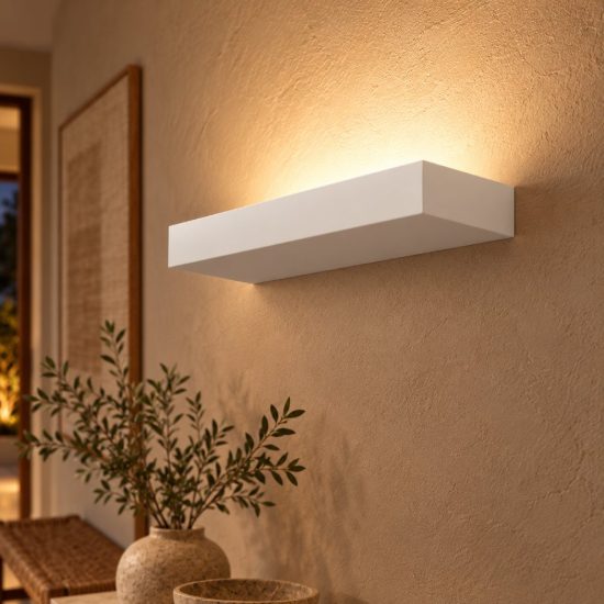Gea luce gap 570 applique da parete per soggiorno led 20w 3000k moderna lineare bianca