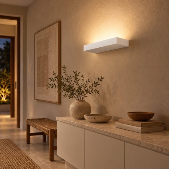 Gea luce gap 570 applique da parete per soggiorno led 20w 3000k moderna lineare bianca
