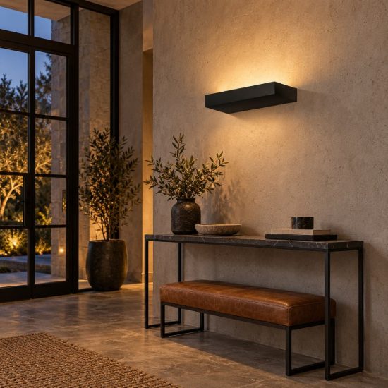 Gea luce gap 570 applique da parete per salotto led 20w 3000k moderna lineare nera