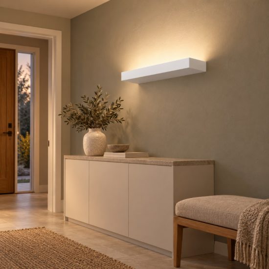 Gea luce gap 570 applique da parete per soggiorno led 34w 3000k moderna lineare bianca
