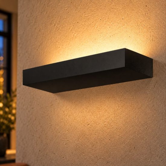 Gea luce gap 570 applique da parete per salotto led 34w 3000k moderna lineare nera