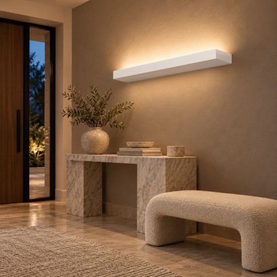 Gea luce gap 570 applique da parete per soggiorno led 44w 3000k moderna lineare bianca