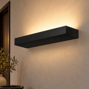 Gea luce gap 570 applique da parete per salotto led 44w 3000k moderna lineare nera