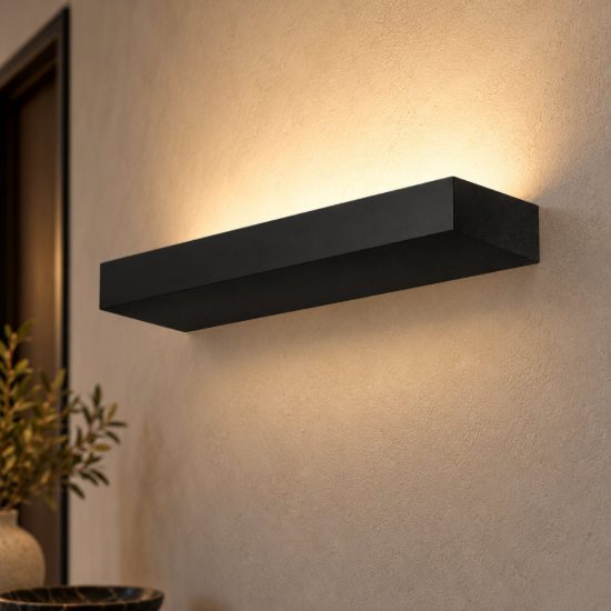 Gea luce gap 570 applique da parete per salotto led 44w 3000k moderna lineare nera