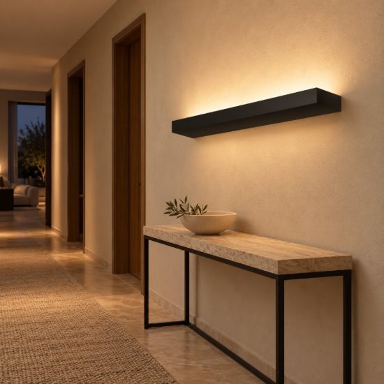 Gea luce gap 570 applique da parete per salotto led 44w 3000k moderna lineare nera