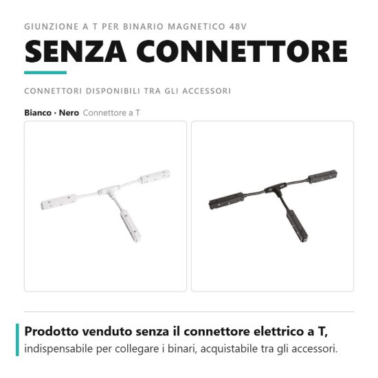 Gea luce gbigtb2 giunzione a t per binario magnetico 48v da superficie bianco