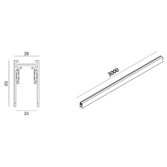 Gea luce gbin10 binario magnetico 48v da superficie 3 m nero