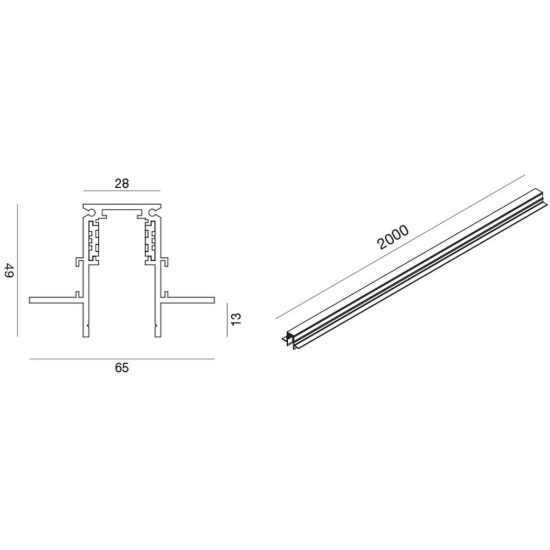 Gea luce gbin20 binario magnetico 48v da incasso 2 m bianco