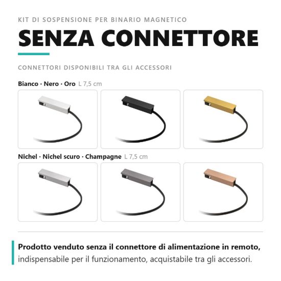 Gea luce gbis10 kit di sospensione con rosone per binario magnetico 48v nichel scuro