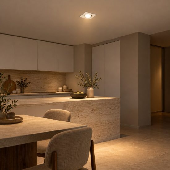 Gea luce gfa040 faretto da incasso per cartongesso per cucina orientabile quadrato bianco