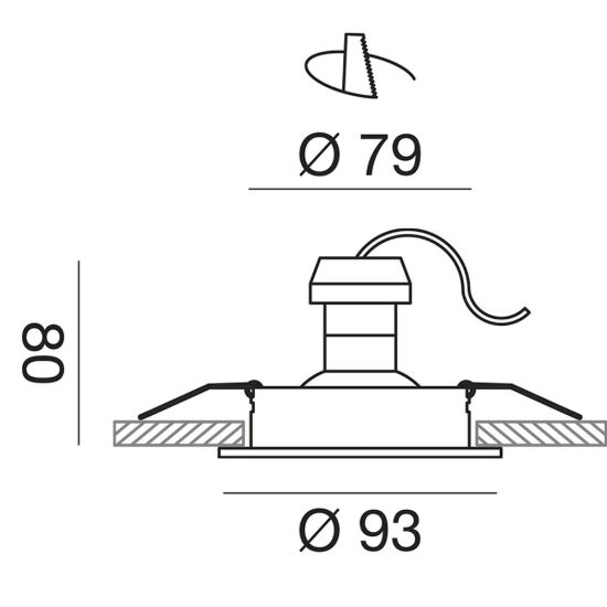 Gea luce gfa090 faretto da incasso per cartongesso per cucina rotondo alluminio spazzolato