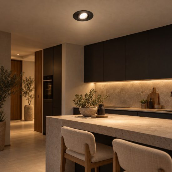 Gea luce gfa090 faretto da incasso per cartongesso per cucina rotondo nero