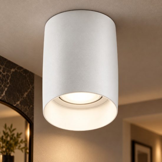 Gea luce gfa1220 faretto da soffitto per corridoio orientabile moderno cilindrico bianco