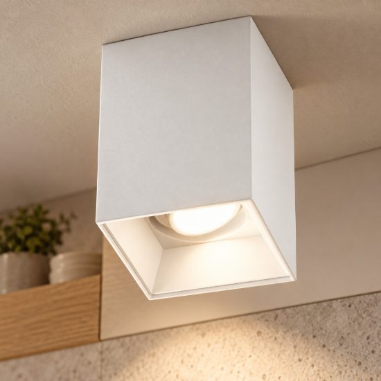 Gea luce gfa1230 faretto da soffitto per ingresso orientabile moderno quadrato bianco