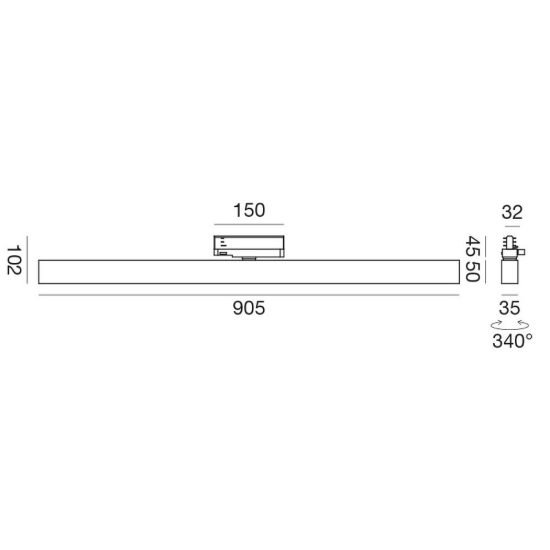 Gea luce gfa1240c faretto per binario trifase led 36w 4000k orientabile lineare bianco