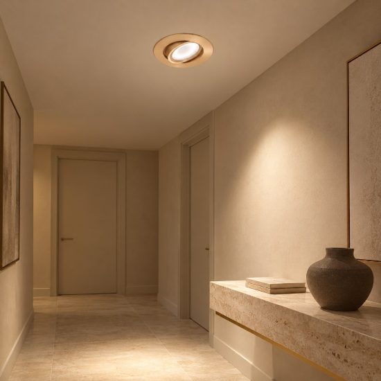 Gea luce gfa130 faretto da incasso per cartongesso per cucina orientabile rotondo oro spazzolato