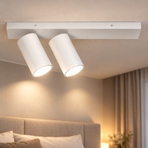 Gea luce gfa1398 plafoniera con 2 faretti orientabili moderna lineare bianco satinato