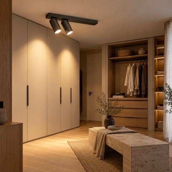 Gea luce gfa1398 plafoniera con 2 faretti orientabili moderna lineare nero satinato