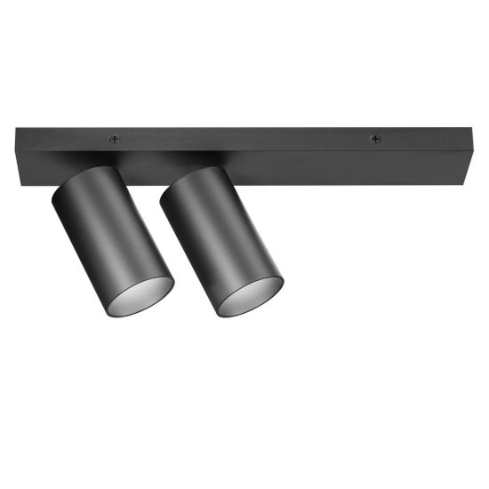 Gea luce gfa1398 plafoniera con 2 faretti orientabili moderna lineare nero satinato