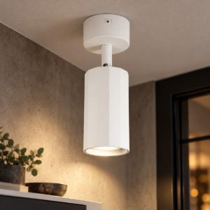 Gea luce gfa1600 faretto da soffitto per corridoio orientabile moderno cilindrico bianco satinato