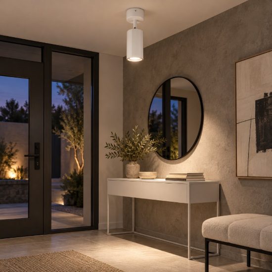 Gea luce gfa1600 faretto da soffitto per corridoio orientabile moderno cilindrico bianco satinato