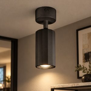 Gea luce gfa1600 faretto da soffitto per corridoio orientabile moderno cilindrico nero satinato