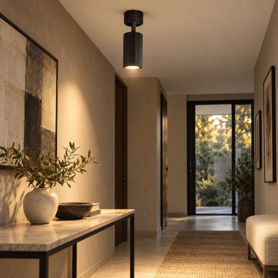 Gea luce gfa1600 faretto da soffitto per corridoio orientabile moderno cilindrico nero satinato