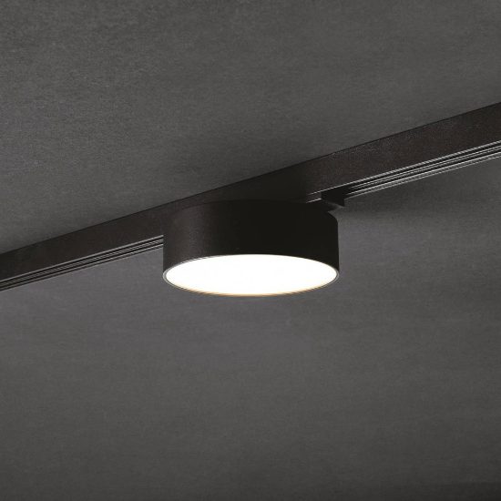 Gea luce gfa1880 faretto per binario magnetico led 8w 3000k rotondo nero satinato