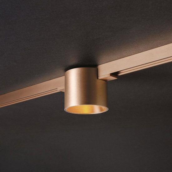 Gea luce gfa1900 faretto per binario magnetico led 8w 3000k antiabbaglio cilindrico champagne