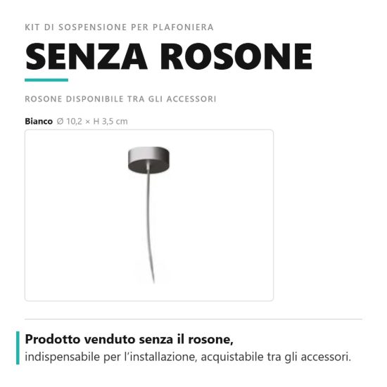 Gea luce gki421p kit di sospensione con led superiore per plafoniere gpl421 gpl431 bianco