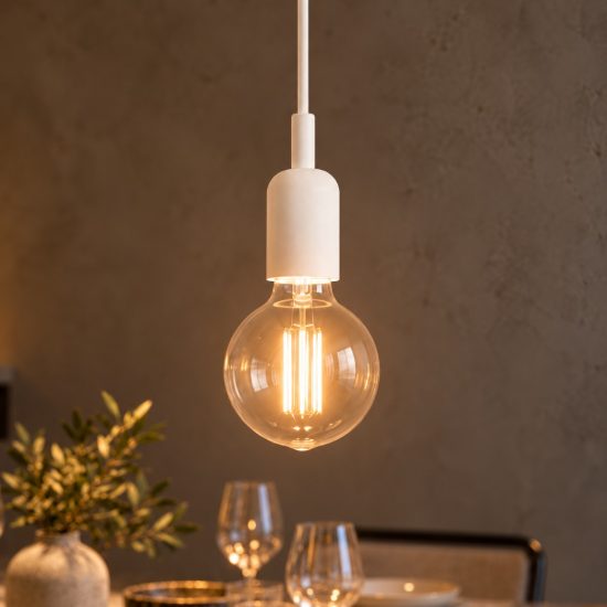 Gea luce gso lampada a sospensione grande per cucina moderna cilindrica bianco satinato