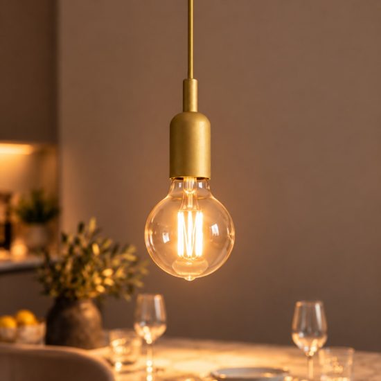 Gea luce gso lampada a sospensione grande per cucina moderna cilindrica ottone