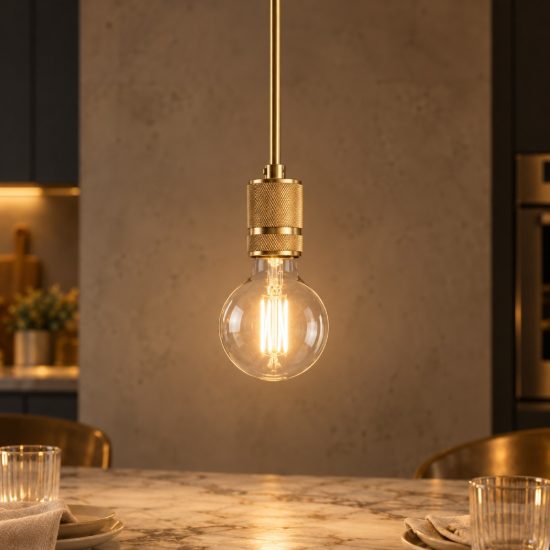 Gea luce gso lampada a sospensione piccola per cucina moderna cilindrica ottone