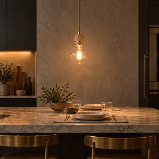 Gea luce gso lampada a sospensione piccola per cucina moderna cilindrica ottone