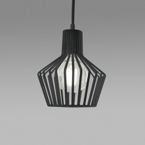 Gea luce gso lampada a sospensione per cucina industriale a gabbia nero satinato