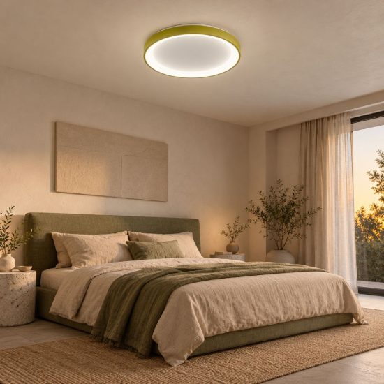 Gea luce krizia plafoniera led 50w cct 3000k 4000k moderna rotonda verde salvia