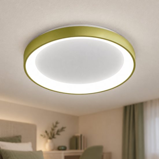 Gea luce krizia plafoniera led 30w cct 3000k 4000k moderna rotonda verde salvia