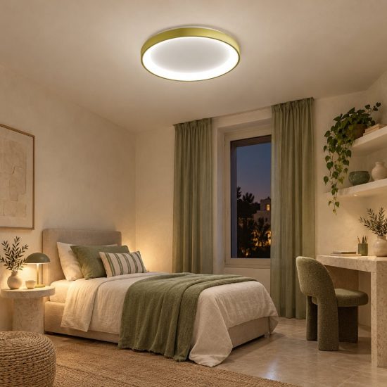 Gea luce krizia plafoniera led 30w cct 3000k 4000k moderna rotonda verde salvia