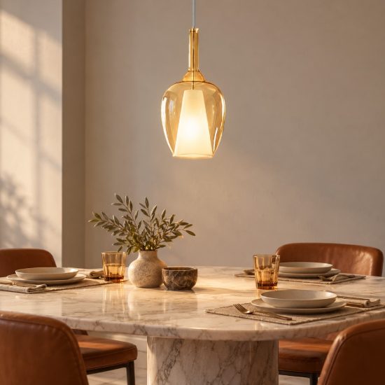Gea luce ofelia lampada a sospensione grande per cucina a goccia ambra trasparente