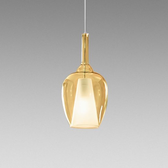 Gea luce ofelia lampada a sospensione grande per cucina a goccia ambra trasparente