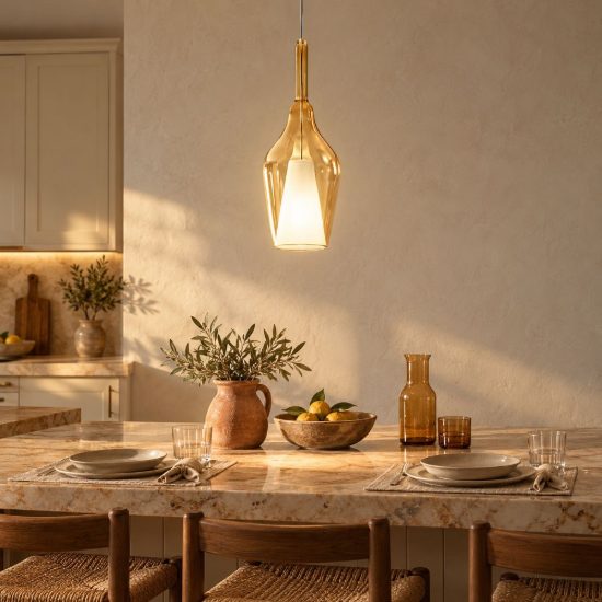 Gea luce ofelia lampada a sospensione grande per cucina a goccia allungata ambra trasparente