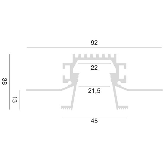 Gea luce pliprbg profilo liverpool rg da incasso per strisce led 2mt bianco