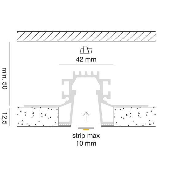Gea luce pliprbg profilo liverpool rp da incasso per strisce led 2mt nero