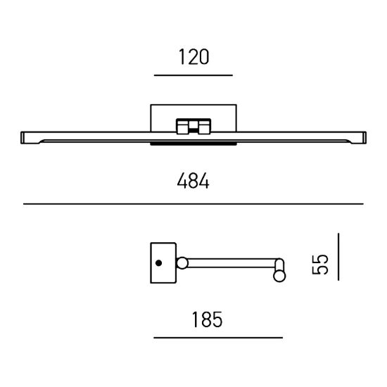 Gea luce gap 440 applique da parete led 8w 4000k orientabile lineare bianco opale