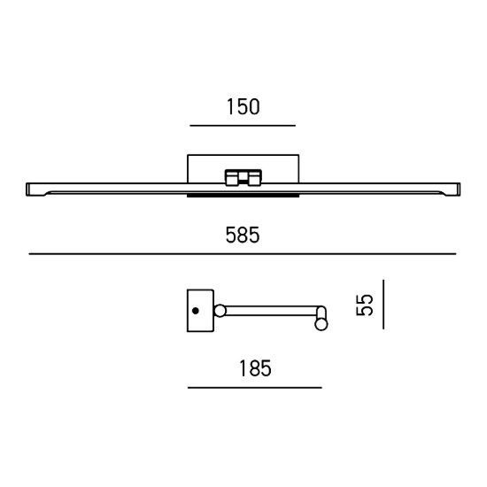 Gea luce gap 440 applique da parete led 10w 4000k orientabile lineare brunito