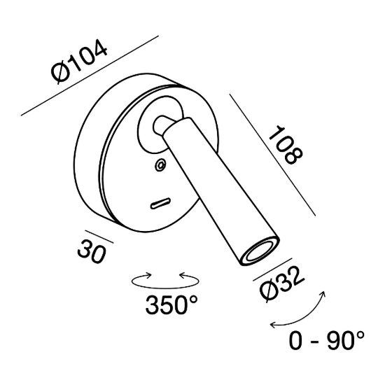 Gea luce gap 580 applique da parete con faretto orientabile led 3w 3000k rotonda bianco satinato